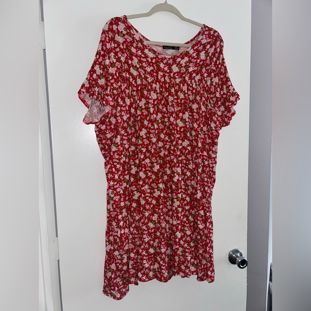 Plus size floral tiered dress